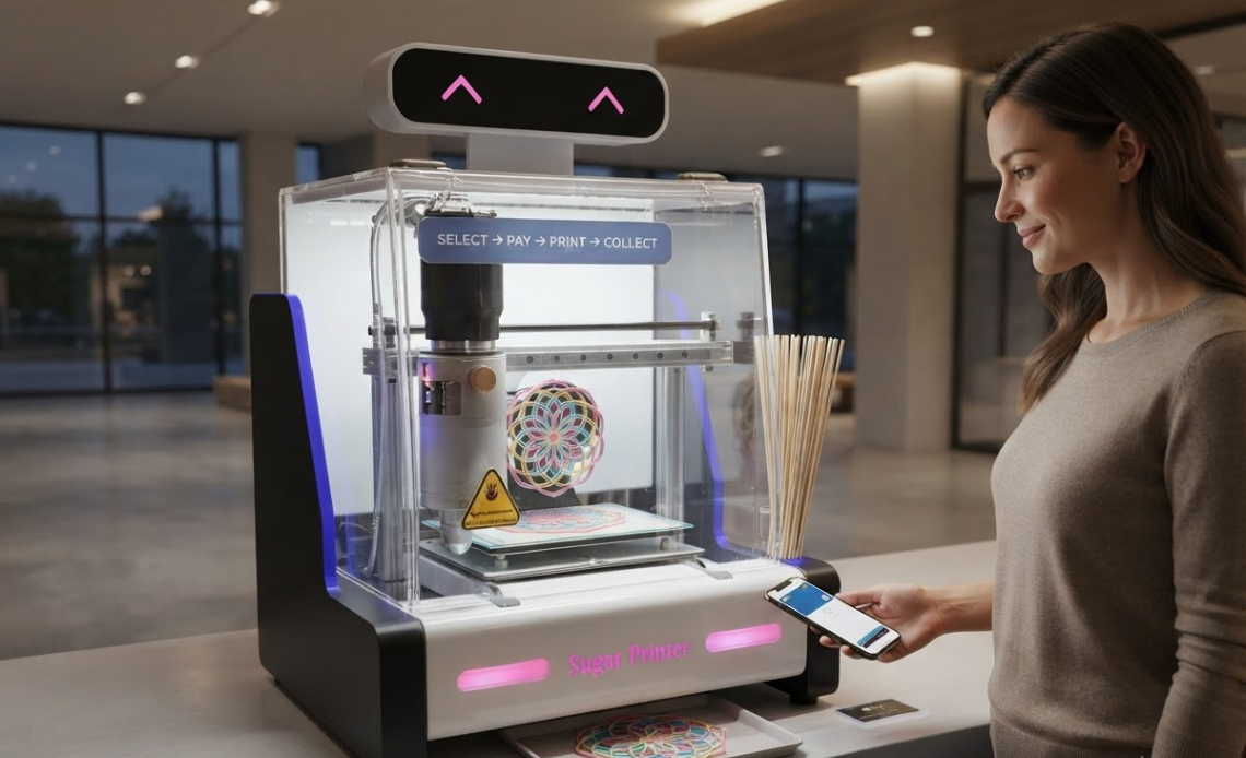 Kids and Gen Z enjoying the interactive candy printing experience